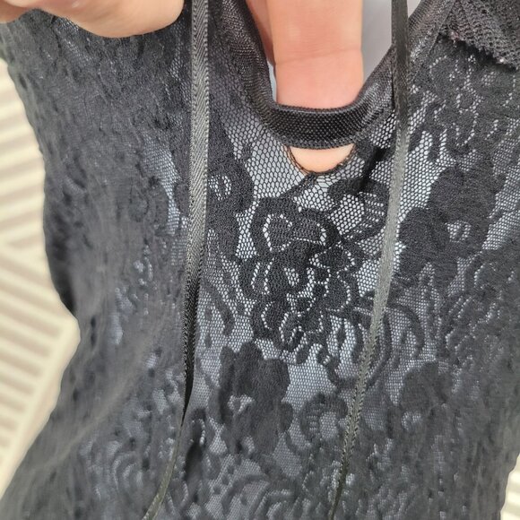 Vtg Sexy Nightgown Slip Plus 2X 3X Lingerie Dress Black Lace Long Midi Stretch - Picture 5 of 8